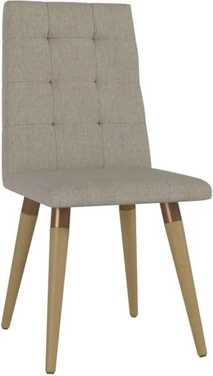 Cadeira de Jantar Goulart Linho Bege Médio Cobre - Wood Prime PTE 38201