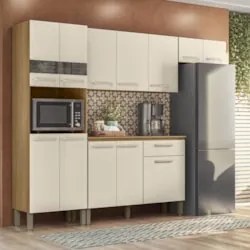 Cozinha Compacta Com Balcão 251cm Louis Plus Freijó/Soft Z06 - Mpozena