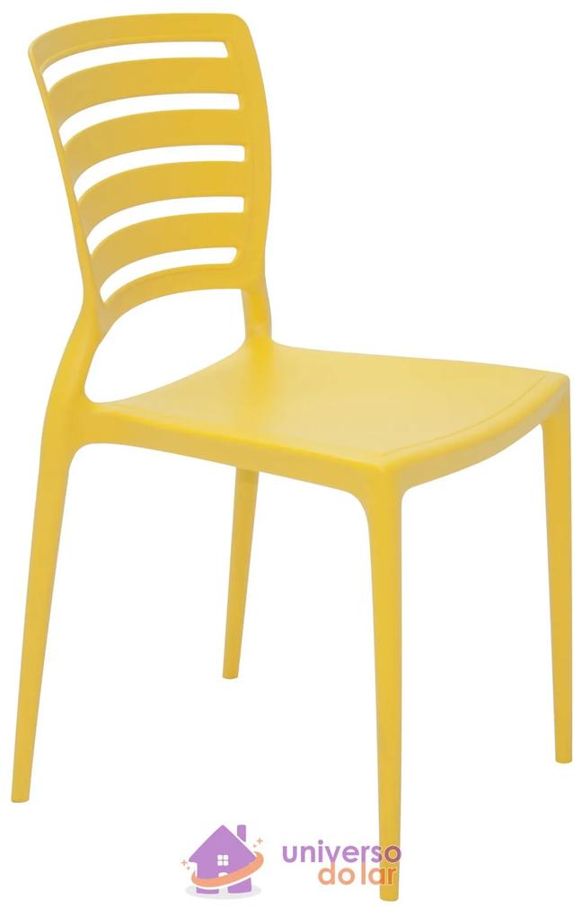 Cadeira Tramontina Sofia Amarela sem Braços Encosto Vazado Horizontal em Polipropileno e Fibra de Vi - Tramontina  Tramontina