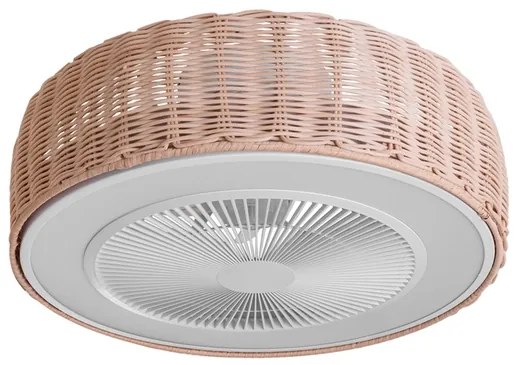 Plafon Led De Sobrepor Rattan Com Circulador De Ar 36w