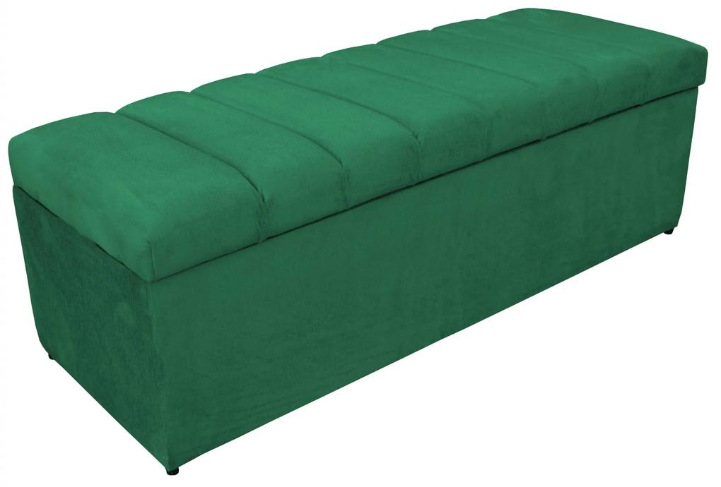 Calçadeira Baú Ester Recamier Sapateira 1,40 cm Suede Verde Bandeira