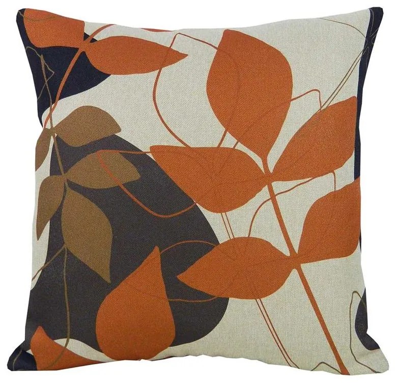 Capa de Almofada Ivory em Linho Tons Bege e Laranja 45x45cm - Abstrata preto - Com Enchimento