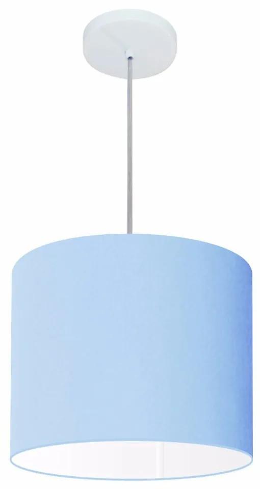 Lustre pendente cilíndrico free lux para mesa de jantar, sala, quarto, churrasqueira e balcão. - Azul-Bebê - Tam: 30x21cm