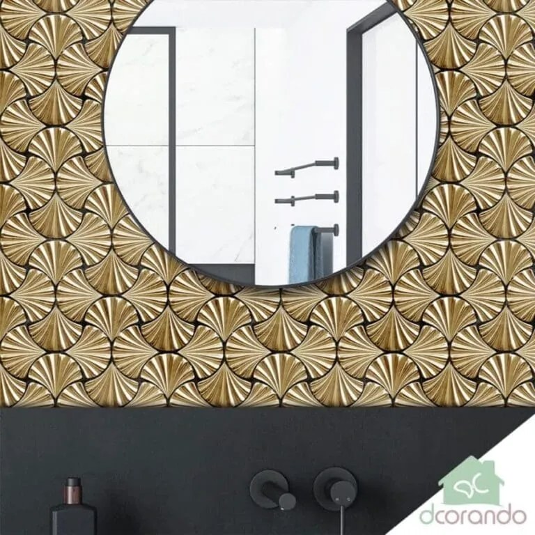 Papel Adesivo De Parede Lavável Dourado Art Déco 3D