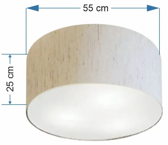 Plafon Cilíndrico Vivare Md-3058 Cúpula em Tecido 55x25cm - Bivolt - Linho Bege - 110V/220V