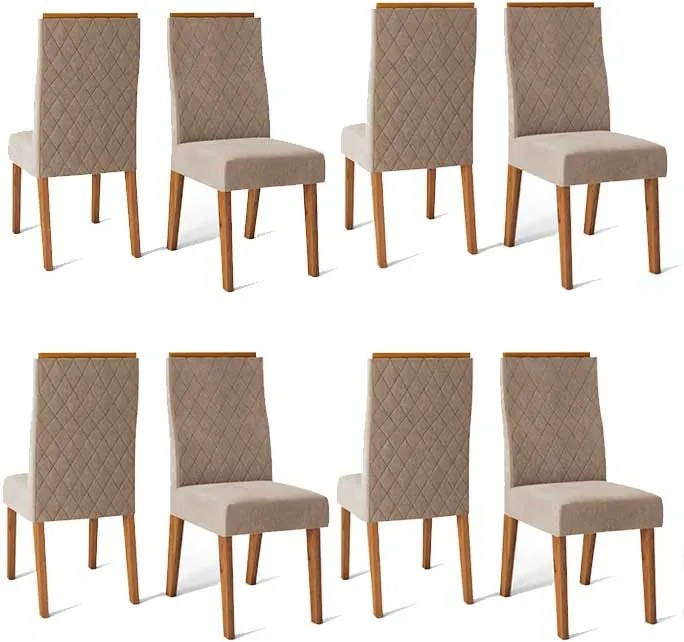 Conjunto 8 Cadeiras Cássia Rústico Terrara Tecido Veludo Kraft