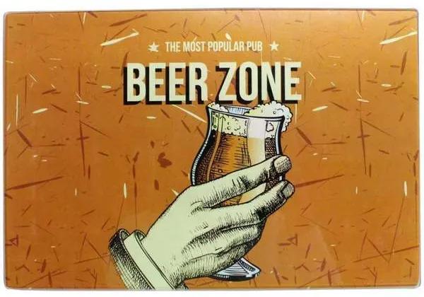 Tabua Retangular Beer Zone em Vidro L30xp20cm