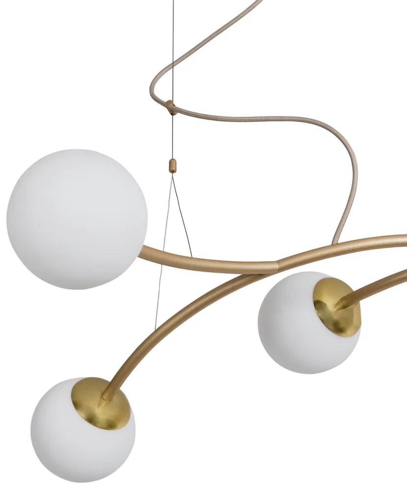 Pendente Zucca 34X105Cm 6Xg9 Cabo Aço Chumbador + Cabo Rayon / Globo Ø... (CP-M - Champagne Metálico, CLEAR)