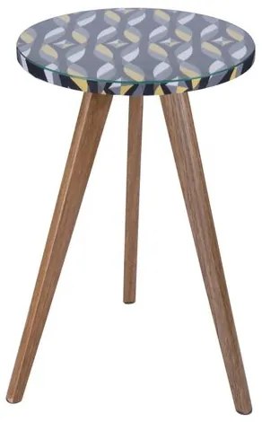 Mesa Lateral Migui Alta Estampa Geo Sal Base Castanho 55 cm (ALT) - 50992 Sun House