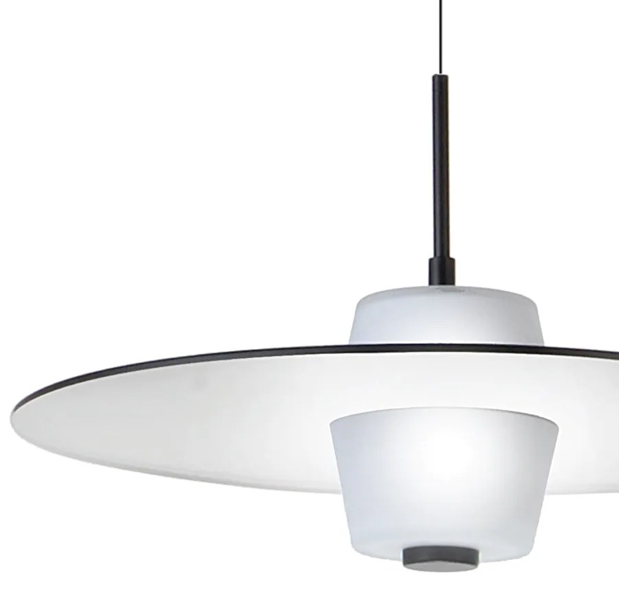 Pendente Eclisse Ø40X30Cm Disco Plano Metal Alumínio E Vidro Duplo 04X... (ROSE FOSCO / COBRE BRILHO)