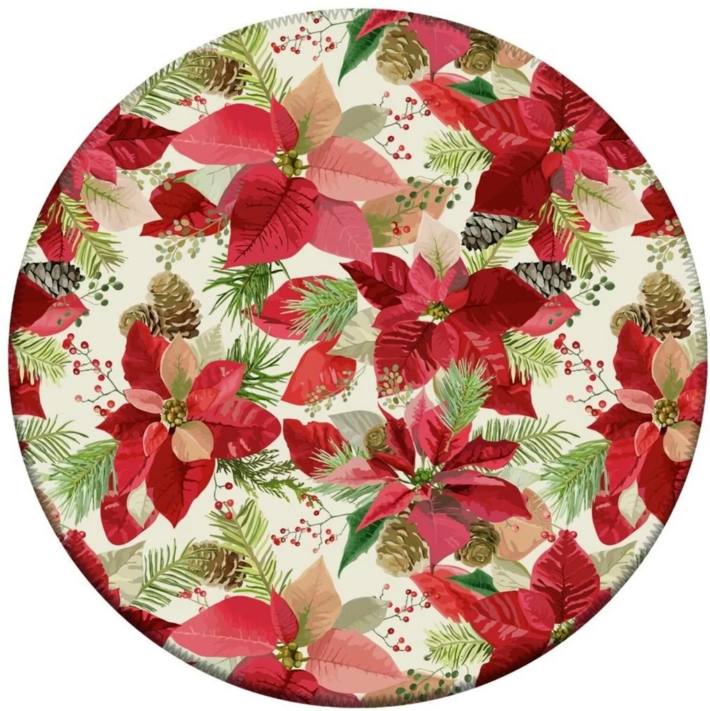 Tapete de Natal Redondo Floral Natalino 84cm