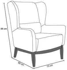 Poltrona Decorativa Base Madeira Milena C-129 Sintético/Linho Bege Esc