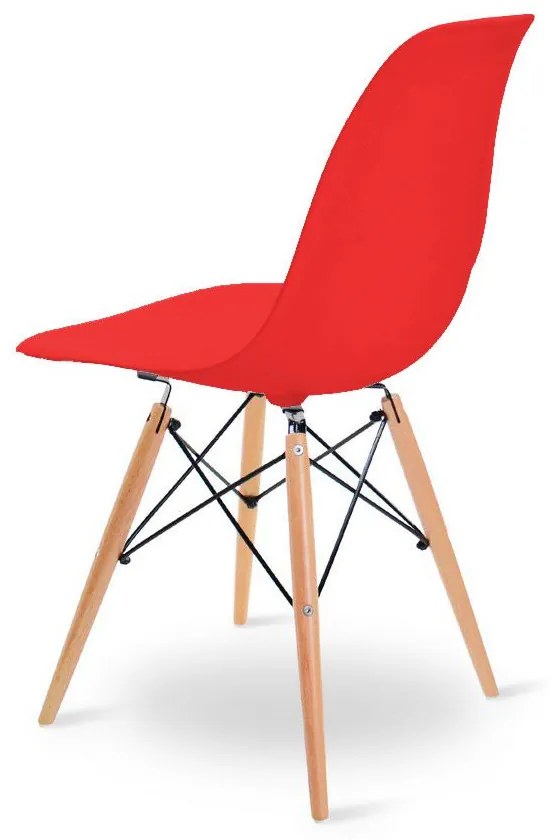 Kit 04 Cadeiras Eiffel Eames Base Madeira Sala de Jantar Vermelho - D'Rossi