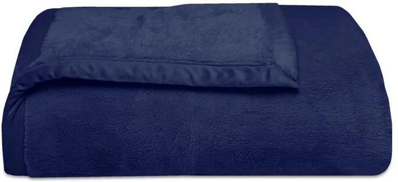 Cobertor Soft Premium Liso Casal 480g/m² - Azul Escuro - Naturalle