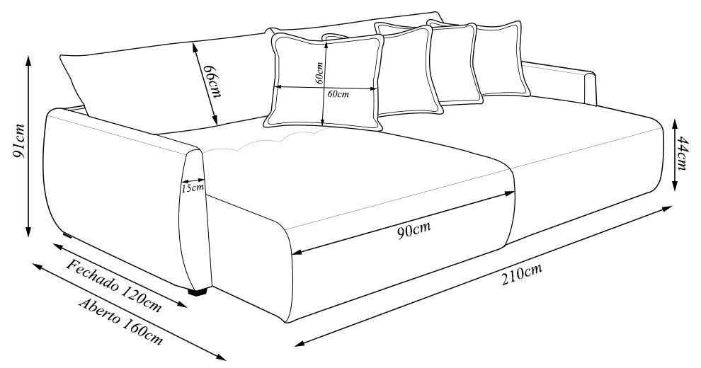 Sofá Cama Sala de Estar Bipartido 210cm Reclinável Retrátil com Almofadas Caixa Zero Timan Linho Cinza G93 - Gran Belo