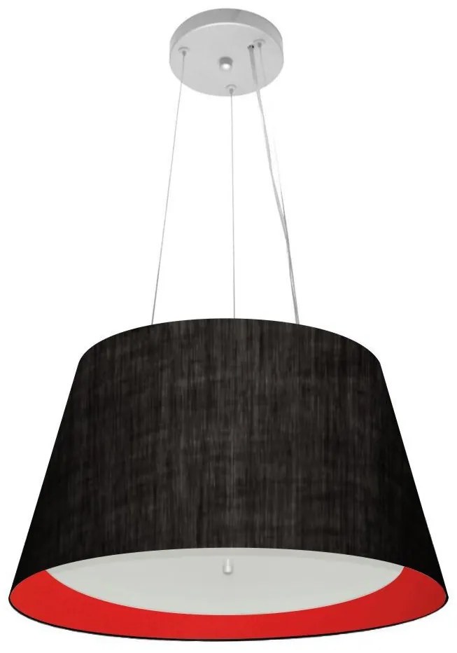 Lustre Pendente Cone Md-4119 Cúpula em Tecido 21/40x30cm Preto / Vermelho - Bivolt