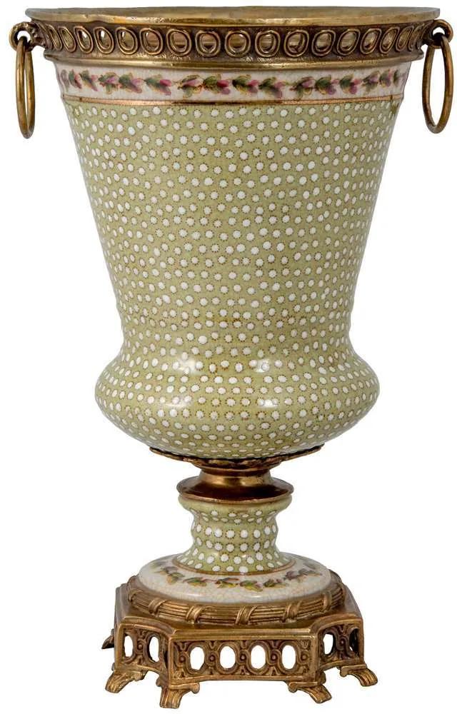 Vaso de Porcelana e Bronze - Linha Flower