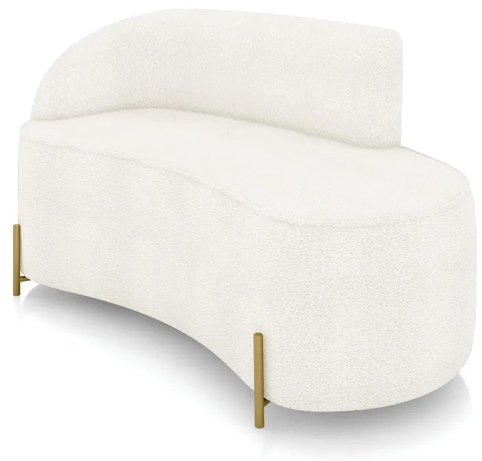 Sofá 2 Lugares Orgânico 140cm Pé Dourado Morgan Bouclê D03 - D'Rossi - Off White