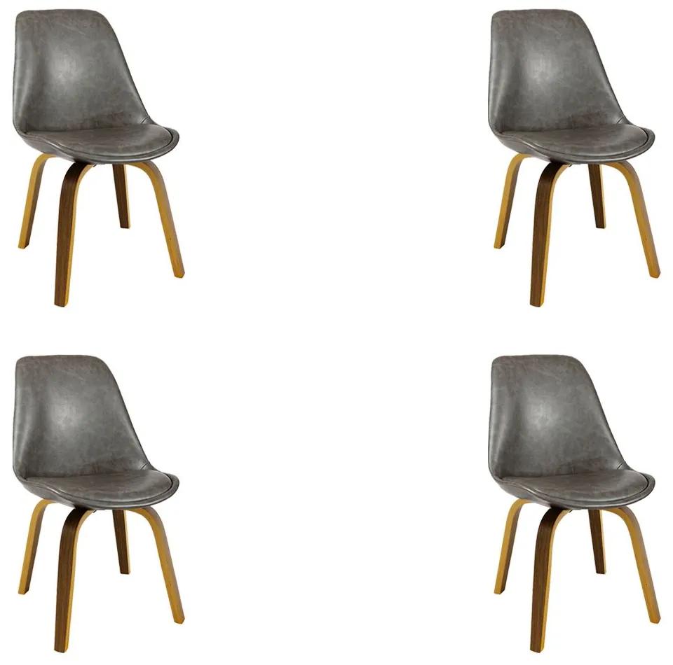 Kit 4 Cadeiras Decorativas Sala e Escritório SoftLine PU Sintético Cinza G56 - Gran Belo