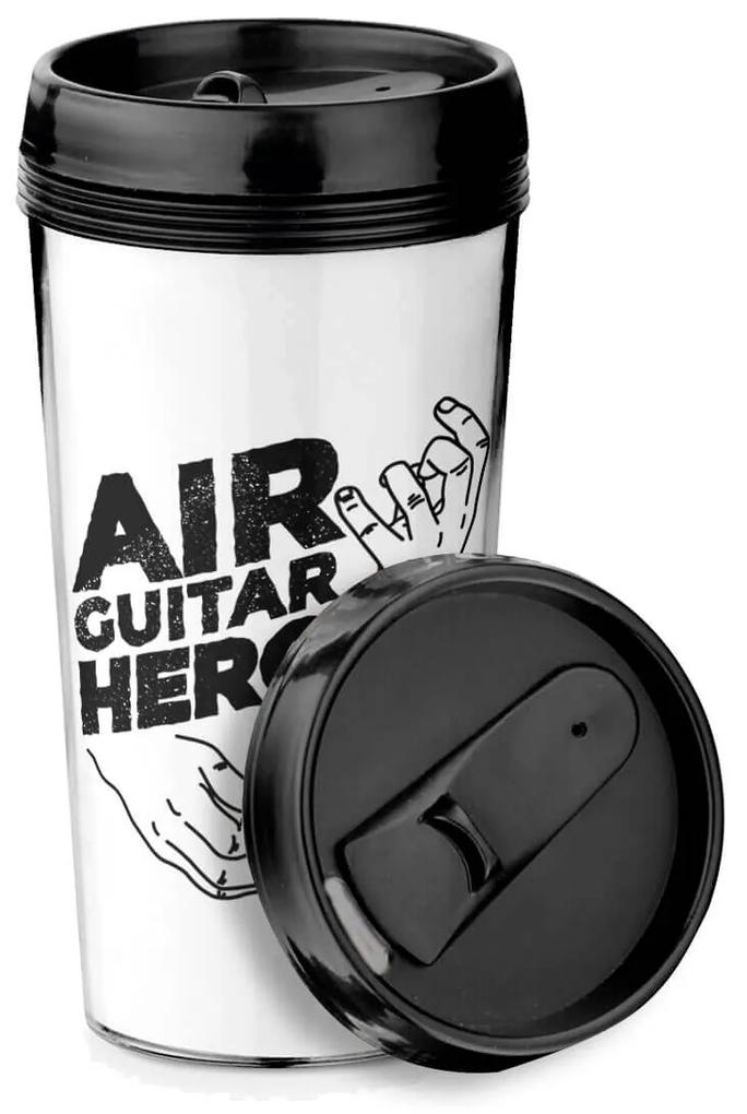 Copo Viagem 520ml Branco Air Guitar Hero Rock
