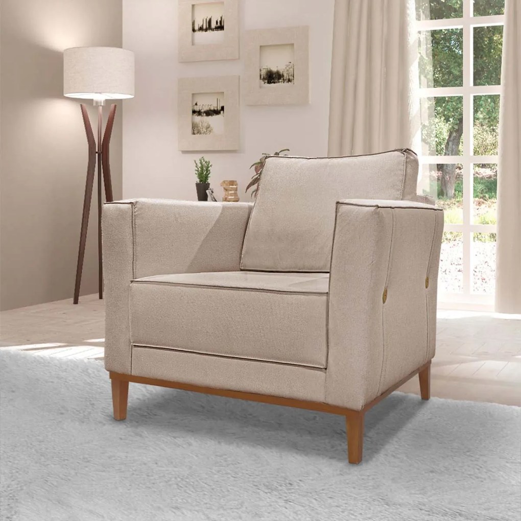 Poltrona Escritório Recepção Sala Dinamarca SPZ Linho - ADJ Decor