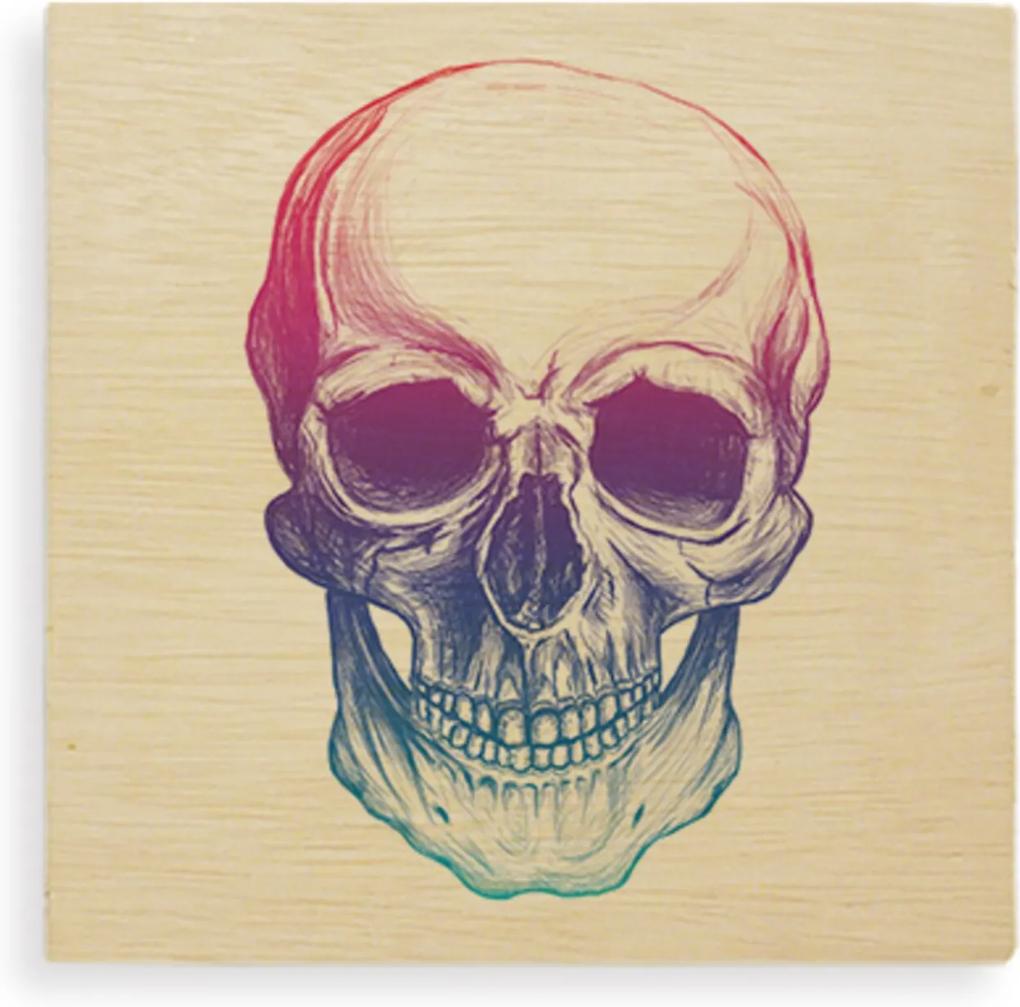 Quadro Wood Art Print Skull-Colors Colorido