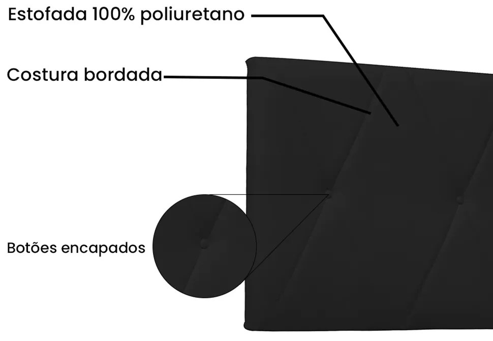 Cabeceira Painel Aquilla Para Cama Box Solteiro 90 cm Corino - D'Rossi - Preto