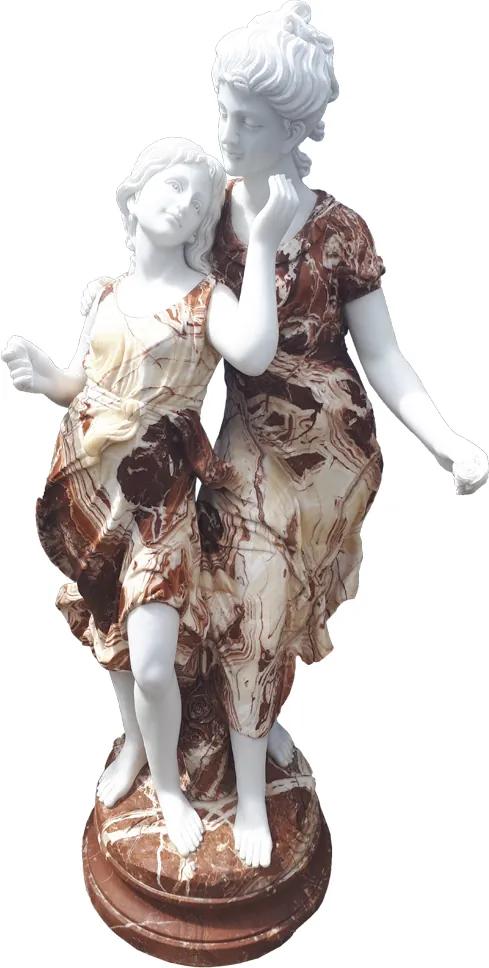 Escultura em Mármore Carrara Sobreposto - Mãe e Filha