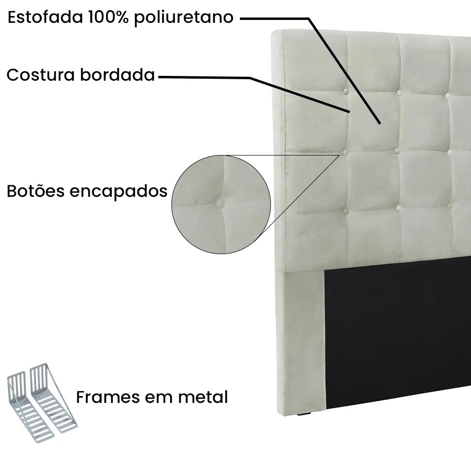 Cabeceira Cama Box King 195 cm Verona Veludo S04 - D'Rossi - Prata