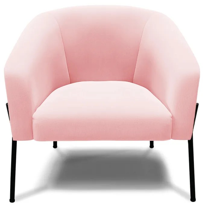 Poltrona Decorativa Pé de Ferro Preto Kit 2 Stella Suede D03 - D'Rossi - Rosa Bebê