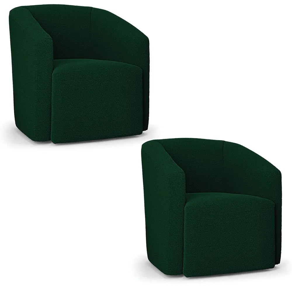 Poltrona Decorativa Orgânica Kit 2 Stella Max Bouclê Verde D03 - D'Rossi