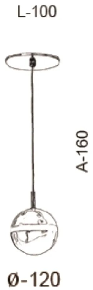 Pendente C/ Globo Filete Ø12X18Cm Metal E Vidro 1 X G9 Globo Ø12Cm |Ol... (CHAMPANHE, FOSCO)