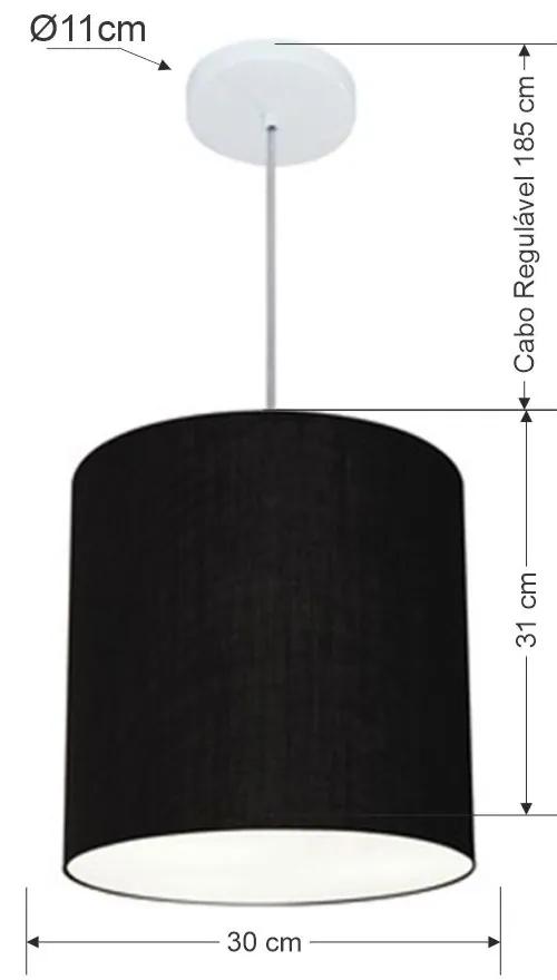 Lustre Pendente Cilíndrico Md-4036 Cúpula em Tecido 30x31cm Preto - Bivolt
