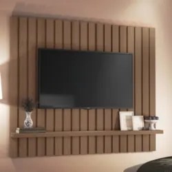 Painel TV 60 Pol 160cm Suspenso Ripado Like H01 Castanho - Mpozenato