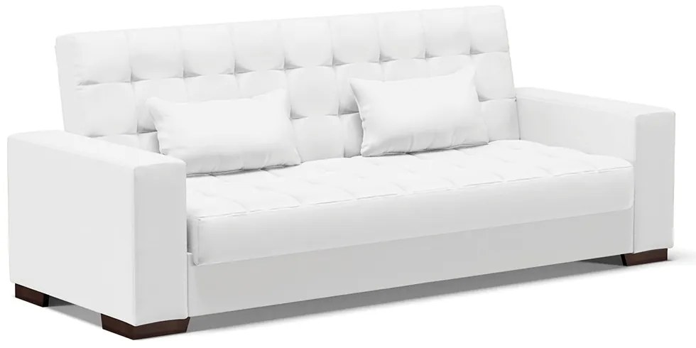 Sofá Cama Casal 3 Lugares 210cm Lisboa Corino  D03 - D'Rossi - Branco