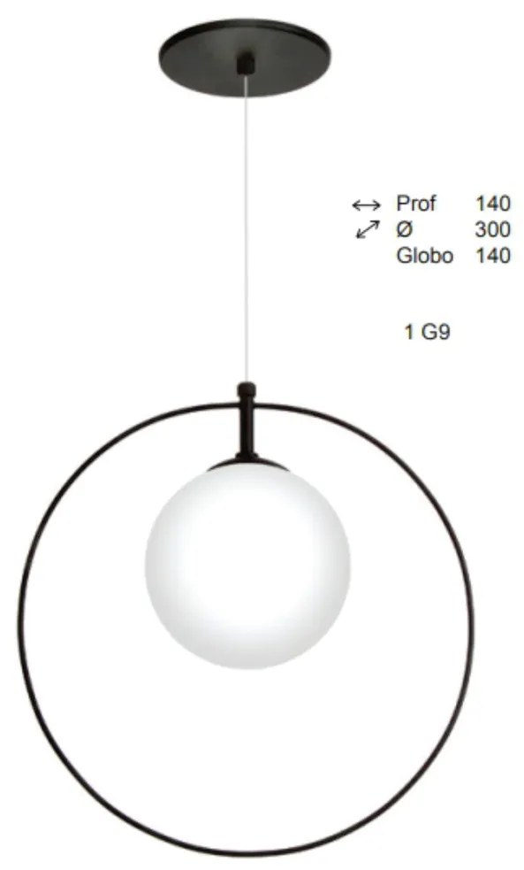 Pendente Ring Esfera Ø30X14Cm Globo Ø14Cm 01Xg9 - Old Artisan Pd-5601 (BRANCO / DOURADO BRILHO, AMBAR)