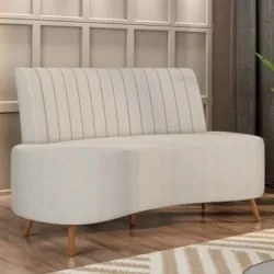 Sofá 2 Lugares para Sala Living 160cm Pés Palito Tamar Z08 Boucle Bege