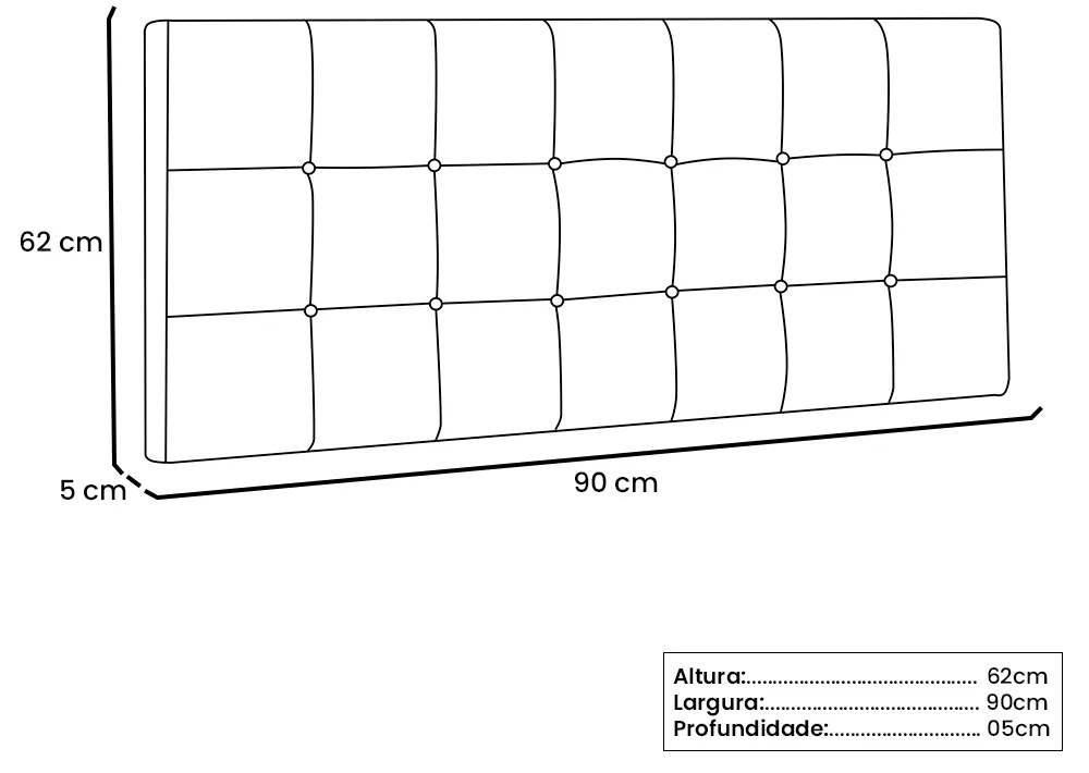 Cabeceira Painel Verona Para Cama Box Solteiro 90 cm Corino - D'Rossi - Branco