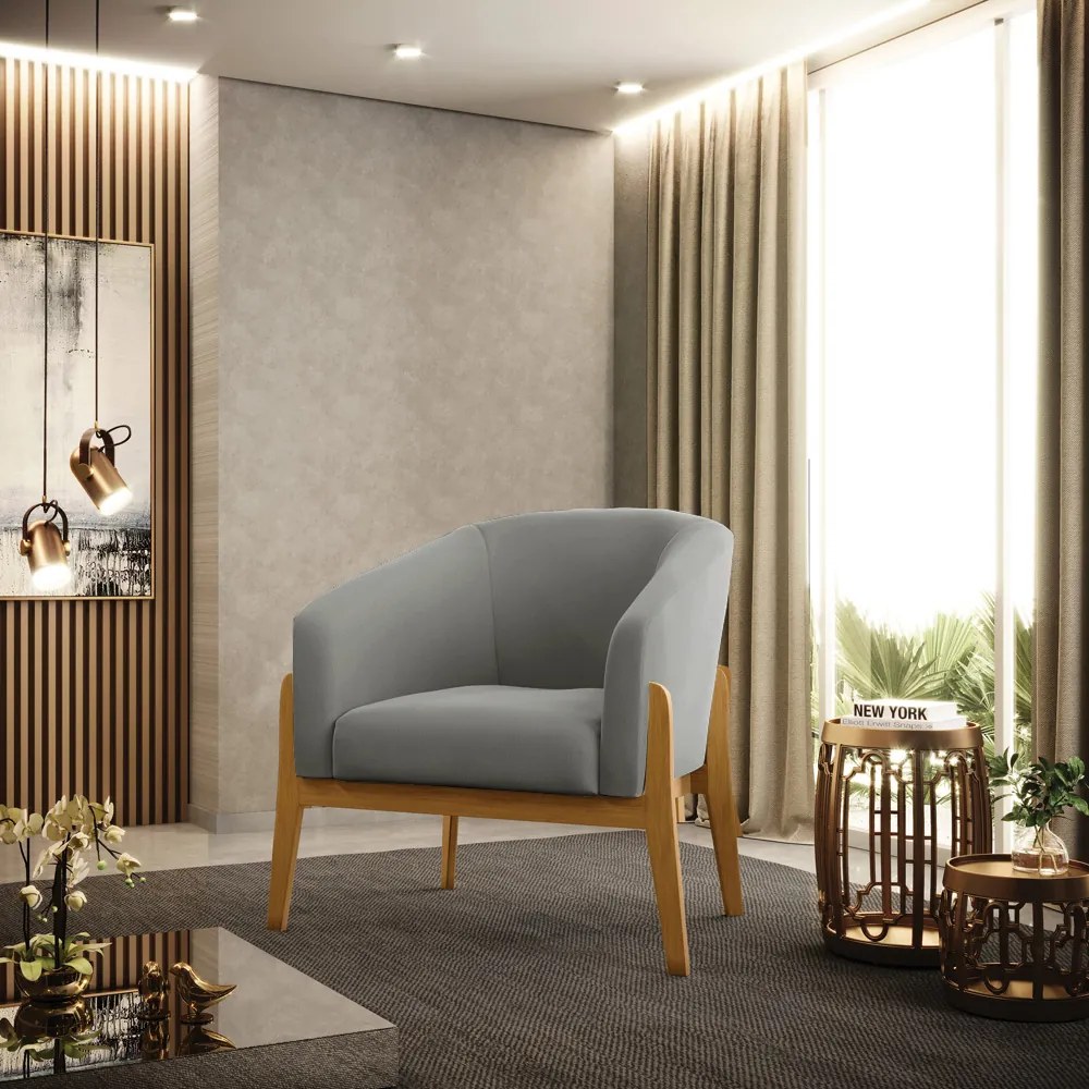 Poltrona Decorativa Industrial Dourado kit 2 Stella Suede Grafite D03 - D'Rossi