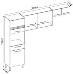 Cozinha Moldulada Compacta 3 Peças Dama D02 Amendola/Branco - Mpozenat