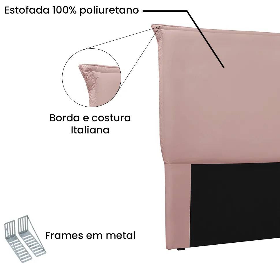 Cabeceira Cama Box Queen 160 cm Garden Veludo S04 - D'Rossi - Rosa