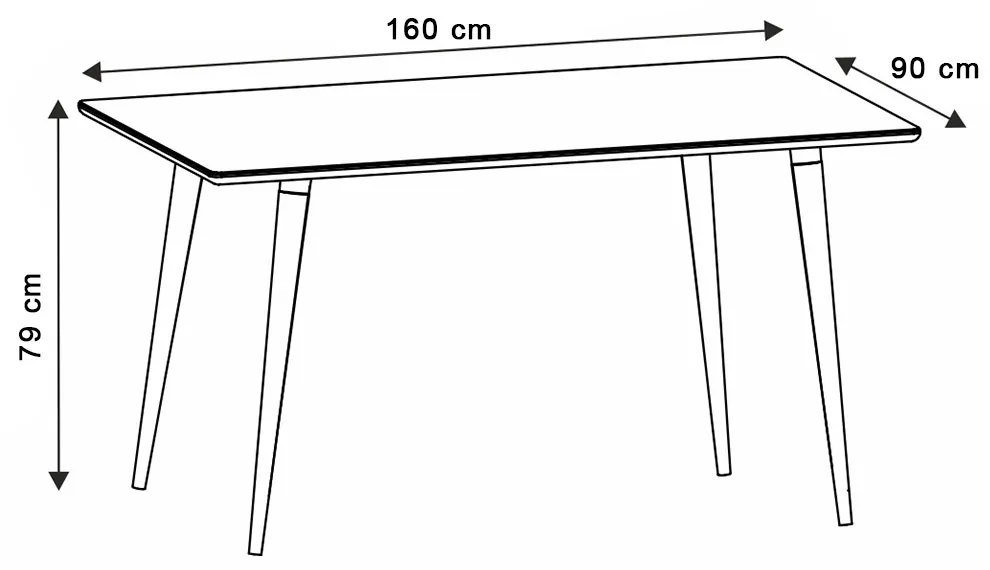 Mesa de Jantar Antonella 160x90 cm Pés Retrô Castanho - D'Rossi - Branco