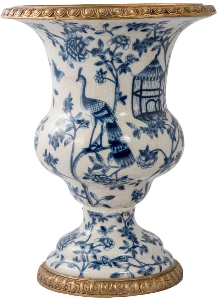 Vaso de Porcelana e Bronze - Blue White