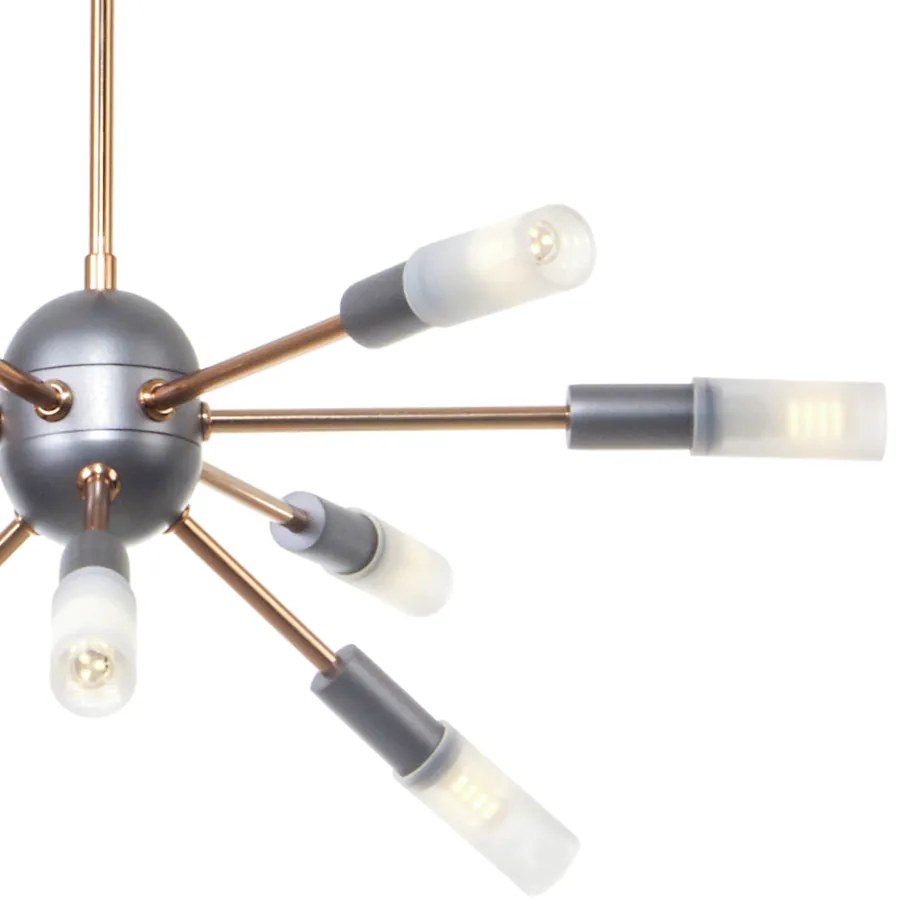 Pendente Flash 56X56X46Cm Sputnik Com Tubo Ponteira Acrílico Metal Alu... (MARSALA)