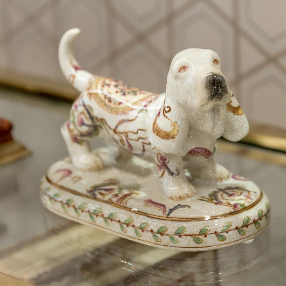 Escultura Decorativa de Porcelana Cachorro Hai