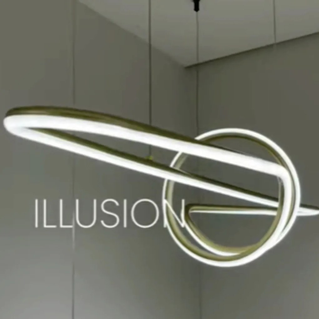 Pendente Illusion 98X22X20Cm Led 36W 3000K Bivolt Dourado - Usina Impo...