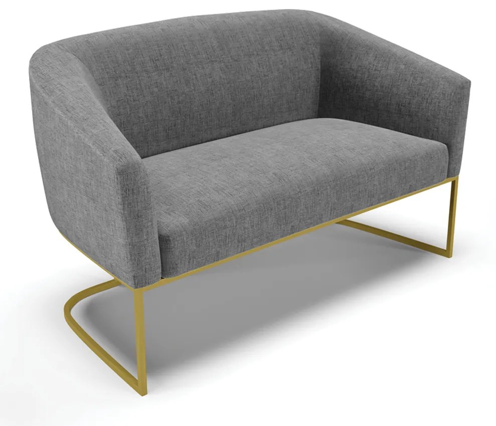 Namoradeira e 2 Poltronas Industrial Dourado Stella Linho Grafite D03 - D'Rossi