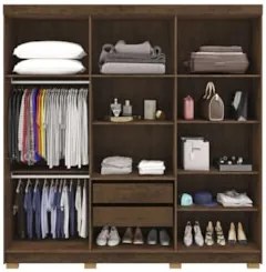 Guarda Roupa Casal 218cm Com Espelho Elegance Imbuia/Champanhe - Vila