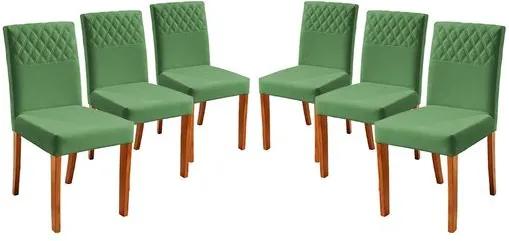 Kit 6 Cadeiras de Jantar Estofada Verde em Veludo Yarim