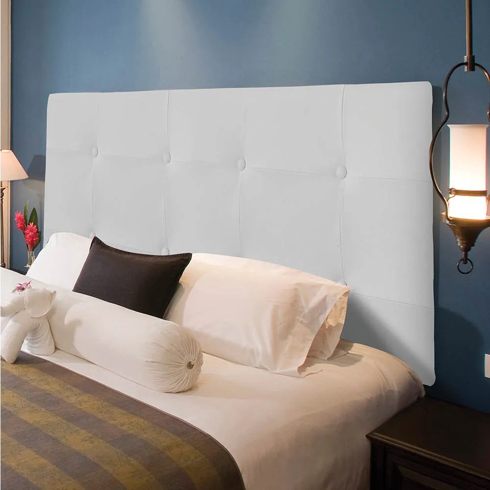 Painel Luna Para Cama Box Casal 140 cm Corino Branco - D'Rossi